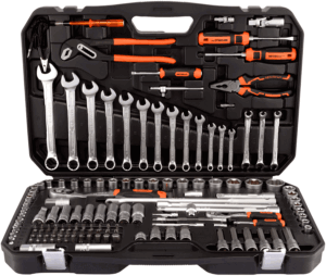 Autodelo 39814 instrumentu komplekts 151 gabals trīs kvadrāti 1/2 3/8 1/4