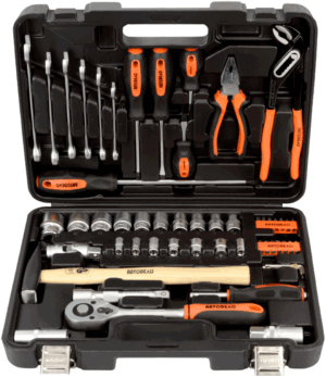 Autodelo 39856 instrumentu komplekts 56 gab. ar tirkšķatslēgām 1/4 un 1/2 collas