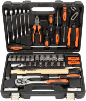 Autodelo 39859 instrumentu komplekts 59 gab. ar tirkšķatslēgām un muciņām 1/2 un 1/4