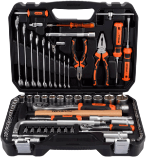 Autodelo 39898 instrumentu komplekts 98 gab. ar kombinētajām atslēgām un tirkšķiem