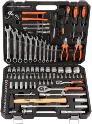 Autodelo 39899 instrumentu komplekts 99 gab. ar kombinētajām atslēgām un tirkšķiem