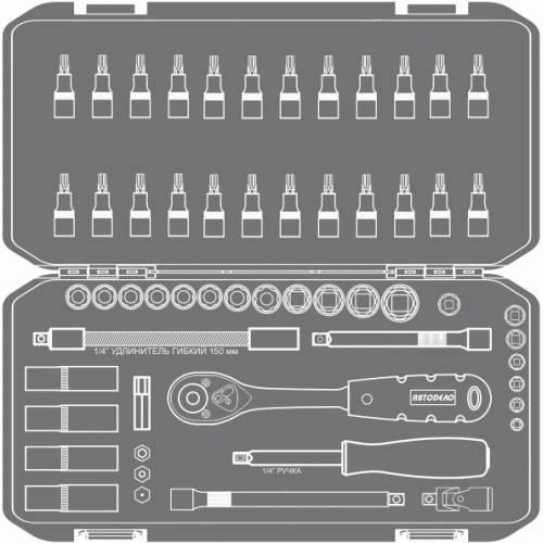 Instrumentu komplekts AVTODELO 57 pr. 39927 1/4″ DR — изображение 2